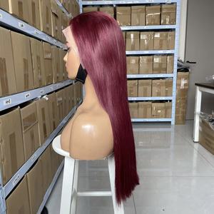 99J Perruque Droite Os Bourgogne 13X4 SDD <span class=keywords><strong>Cheveux</strong></span> Vietnamiens Suisse Avant de Lacet Perruque Rouge Coloré Perruques de <span class=keywords><strong>Cheveux</strong></span> Humains pour les Femmes Noires - Product Image 4