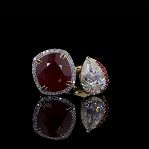 Anillo Solitario con Corte de Rubí y Pera para Mujer |   Joyería Fina para Fiestas |   Anillo de Aniversario y Regalo - Product Image 1