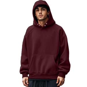 220 GSM alta calidad personalizado pulóver sudadera para hombres polar de gran tamaño con capucha bolsillo Color sólido ropa teñida High Street - Product Image 3