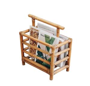 Rustic Newspaper Holder Stands Modern Magazine Collector Portable Bamboo Magazine Rack with Handle Newspaper Stand Organizer - Product Image 5