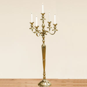 Best Selling Modern New Design Gold Finished 5 Arm Candelabra Metal Aluminum <b>Candle</b> Stand Customized Size Wedding Table Decorate - Product Image 6