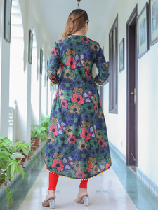 Kurta Anarkali en coton, tissu doux et confortable, tenue ethnique élégante, conçue pour un usage quotidien, offrant un style traditionnel indien. - Product Image 3