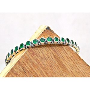 Brazalete fino hecho a mano de Plata de Ley 925, piedra preciosa de ónix verde Natural, joyería de plata, regalo perfecto para alguien especial - Product Image 2