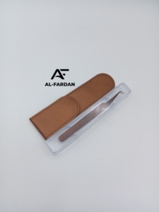 Pince à épiler en acier inoxydable à angle de 90 degrés pour extensions de cils, couleur or rose plasma, poignée diamant, tubes en plastique, pochettes en cuir - Product Image 5