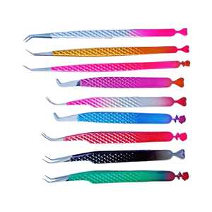 Meilleure qualité pince à cils ensemble de 9 pièces plusieurs couleurs enduites beauté pince à cils par TARIQ MFG CO - Product Image 5