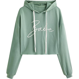 Wholesale Women's French Terry Cropped Pullover Hoodie Custom Logo Plus Size Sweatshirt Autumn/Winter Hooded Collar - Product Image 1