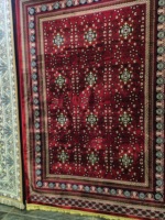 Tapis turc Adiva de style oriental, tissé à la machine, en polyester à motifs géométriques, à poils longs, résistant aux taches, de la série Nostalgia