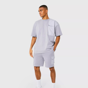 Vente en gros de shorts d'été de couleur unie personnalisés pour hommes et t-shirt à manches courtes pour le fitness ensembles de vêtements d'extérieur pour hommes - Product Image 4