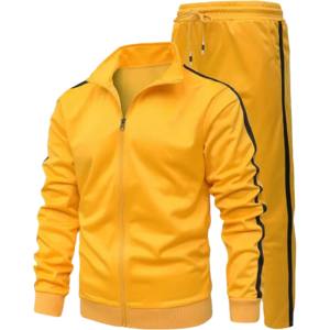 Haute qualité hommes athlétique 2 pièces survêtement ensembles survêtement pleine fermeture éclair entraînement sport ensemble vêtements de sport survêtements 100% Polyester - Product Image 6