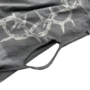 Vêtements personnalisés 100% coton T-shirts surdimensionnés Vintage Graphic Dtg Printing Acid Washed Double Layer Long Sleeve Men's T Shirt - Product Image 2