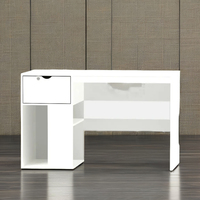 Bureau de direction en L en bois au design contemporain, double moteur, haute qualité, usage commercial, fabriqué en Malaisie, modèle 1374