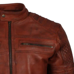 Offre Spéciale Veste de moto d'hiver avec logo personnalisé OEM Vêtements d'extérieur en cuir véritable mince tendance pour hommes Veste grande taille imperméable - Product Image 6