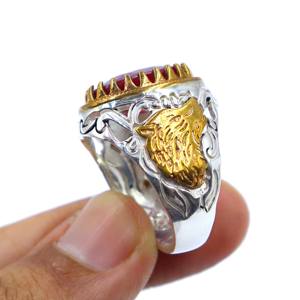 925 Sterling Silver <b>Statement</b> <b>Ring</b> Faceted Cut Ruby Sapphire Gemstones Oval Cut Bezel Setting Oval Shape - Product Image 6