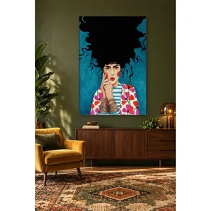 Fida, femme aux cheveux bouclés et aux poignets attachés, impression sur toile - Product Image 5