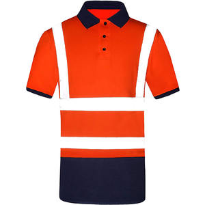 <b>Hi</b> <b>Vis</b> Reflective Polo <b>Shirts</b> High Visibility Safety Short Sleeve Polo <b>Shirt</b> with Black Bottom Orange Yellow Reflective <b>T</b>-<b>Shirt</b> - Product Image 1