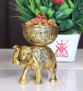Elefante Urli Bowl Diseño étnico | Cuenco de elefante envejecido dorado decorativo de buena suerte | Portavelas | Caja de regalo de color | Urli Pot - Product Image 5