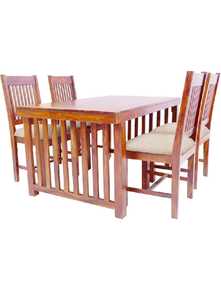Solid Wood Kitchen <b>dining</b> set Ensemble with Four cushioned <b>chairs</b> and a sturdy table. - Product Image 2
