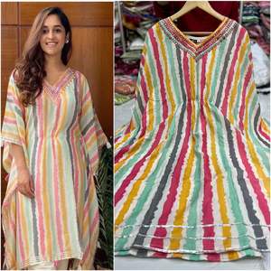 เดรสคาฟตันสำหรับผู้หญิงชุดเดรสผ้าฝ้ายแท้สำหรับผู้ใหญ่อิสลามมุสลิมแบบลำลองปักและพิมพ์ลายฟรีไซส์ - Product Image 2