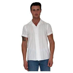 Camisa de manga corta de corte relajado de gran tamaño Hawaiana de lino blanco natural - Product Image 5