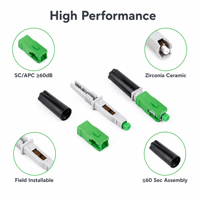 Connecteur rapide à fibre optique SC LX21 monomode pour assemblage sur site, idéal pour l'installation de câbles FTTH et l'utilisation en réseau optique