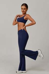 Sujetador deportivo Maeve azul marino de alta calidad elegante escote cuadrado y espalda transpirable secado rápido alto impacto mujeres gimnasio Fitness Sujetador deportivo - Product Image 6