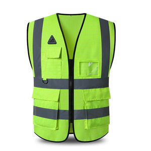 Chaleco DE SEGURIDAD naranja reflectante negro personalizado con bolsillos ropa de trabajo de visibilidad fluorescente para la construcción - Product Image 4