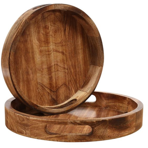 ถาดไม้สำหรับเสิร์ฟผลไม้ขนมขนมขนมถาดชาจานใส่ง่ายด้ามจับอุปกรณ์ครัวในบ้าน - Product Image 1