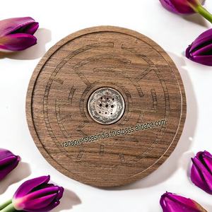 Grand porte-bâton d'encens en bois fait à la main rond attrape-cendres d'encens pour la méditation Spa Yoga - Product Image 4