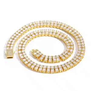 Collar de Cadena de Tenis Hip Hop con Diseño Único Personalizado, Chapado en Oro de 10k/14k, Diamantes Moissanite VVS, Plata 925 de Alta Calidad, Estilo Iced Out - Product Image 1