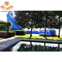 Toboggans aquatiques gonflables géants pour enfants et adultes, 18 pieds, usage commercial, château gonflable à haute vague, parc d'attractions, grande capacité