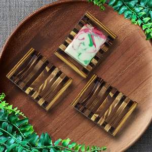 Porte-savon en bois-Nuadem 12pcs Porte-savon naturel Plateau à savon auto-drainant pour salle de bain douche, cuisine à domicile - Product Image 3