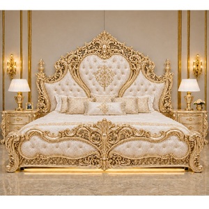 Cama King Size de Madera de Teca Tallada a Mano Imperial Maharaja, Compre las Camas de Madera Más Vendidas, Juego de Muebles de Dormitorio Marrón Acolchado de Primera Calidad - Product Image 3