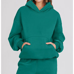 Survêtement de haute qualité pour femmes 100% coton manches longues vêtements de rue lourds survêtement teint uni pour femmes - Product Image 3