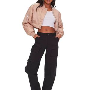 2025 nueva chaqueta Bomber de vuelo personalizada OEM para mujer, chaqueta Bomber impermeable de alta calidad de talla grande, nuevo diseño recortada para gimnasio para mujer - Product Image 1