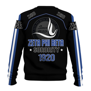 Sweat-shirt à col rond bleu Zeta Phi Beta Sorority Greek 1920 pour femme, pull en molleton brodé - Product Image 2