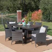 Ensemble de table et chaises de salle à manger d'extérieur en aluminium moderne avec plateau en verre et coussins en PU, design rustique pour hôtel, parc, jardin