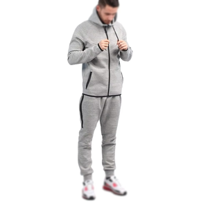 2025 New Tech OEM Vente en gros Logo personnalisé Survêtement de sport de haute qualité Ensemble de sweat à capuche zippé en coton polaire épais - Product Image 6