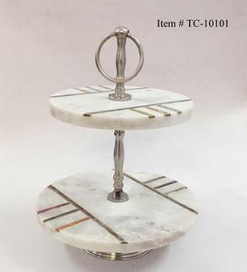 Vente chaude Conception Américaine Marbre Gâteau Stand Naturel Blanc Plateau De Service pour Mariages À La Main Personnalisé Gâteau Outils Meilleur Prix - Product Image 2