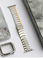 Bracelet de montre en acier inoxydable de luxe à dégagement rapide, bracelet en métal brossé à dents pour Apple Watch IWatch Series 7 6 5 4 3 SE