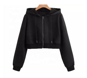 Wholesale Cropped Zipper Hoodie Woman Workout <b>Crop</b> Top Hoodie Plain <b>Crop</b> Hoodies for Ladies with Customized logo - Product Image 5