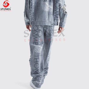 2023 Fashion Hot Selling Men's Denim Suit Custom Two Piece <b>Set</b> High Street Style 100% Cotton Quick Dry Breathable Bicycle Jacket - Product Image 4