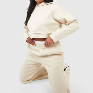 Ropa de calle con logotipo personalizado para mujer, Sudadera con capucha de corte Regular, pulóver, sudadera de gimnasio, conjunto de chándal informal de invierno, Logo de talla grande 100% algodón - Product Image 5