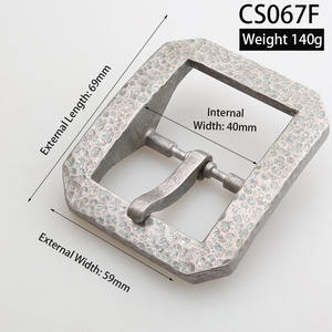 Boucle de ceinture de style martelé lavé à la pierre en laiton barre centrale en acier inoxydable boucle de ceinture à broche unique, boucle à ardillon de ceinture - Product Image 6