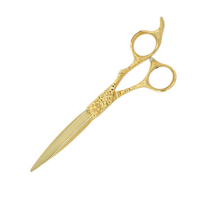 Ciseaux de coiffure élégants pour salon de barbier, ciseaux de coupe de cheveux de qualité supérieure, lame de rasoir de barbier, ciseaux dorés de 6,5 pouces - Product Image 3