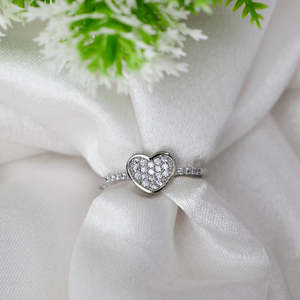 NOVAMART Fine Zarkan <b>Adjustable</b> <b>Silver</b> <b>Ring</b> Micro Pave Invisible Setting Fashionable Express Your Love Free Size for Engagement - Product Image 2