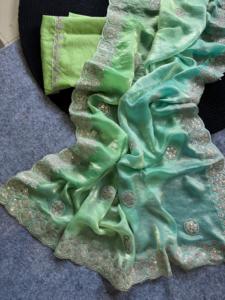 Mousseline de soie exclusive avec paillettes et broderie Zari Saree femme mode fabricant en gros usine au prix de gros - Product Image 5