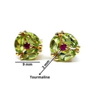 Pendientes de plata de ley 925 con gemas de peridoto para mujer, pendientes de moda chapados en oro - Product Image 2