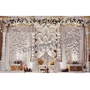 Tema blanco Srilankan decoración de escenario de boda elegante estilo escenario de recepción de boda fantástico tema blanco Configuración de escenario de boda - Product Image 1