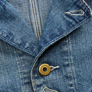 Veste en jean indigo pour homme, best-seller, col en velours côtelé, style vintage, vêtements de travail, boutons sur le devant, poches, vêtements d'extérieur décontractés, 100% coton - Product Image 4