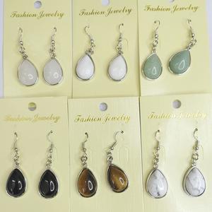 ชุดต่างหูคริสตัลทรงหยดน้ำหลากสีที่ทันสมัยชุดแกะสลักแบบชิ้นอาเกตพร้อมกรอบโลหะเครื่องประดับอัญมณี - Product Image 1